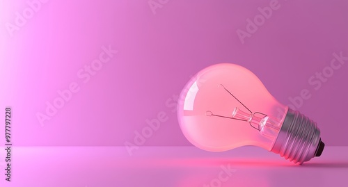 Illustration in 3D of a light bulb. The illustration is realistic and transparent.