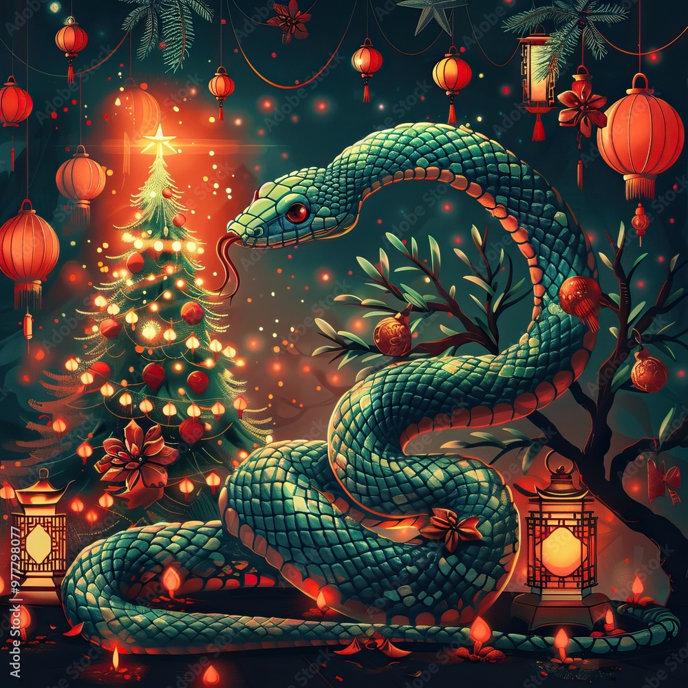 neon green Christmas snake neon green Christmas snake
