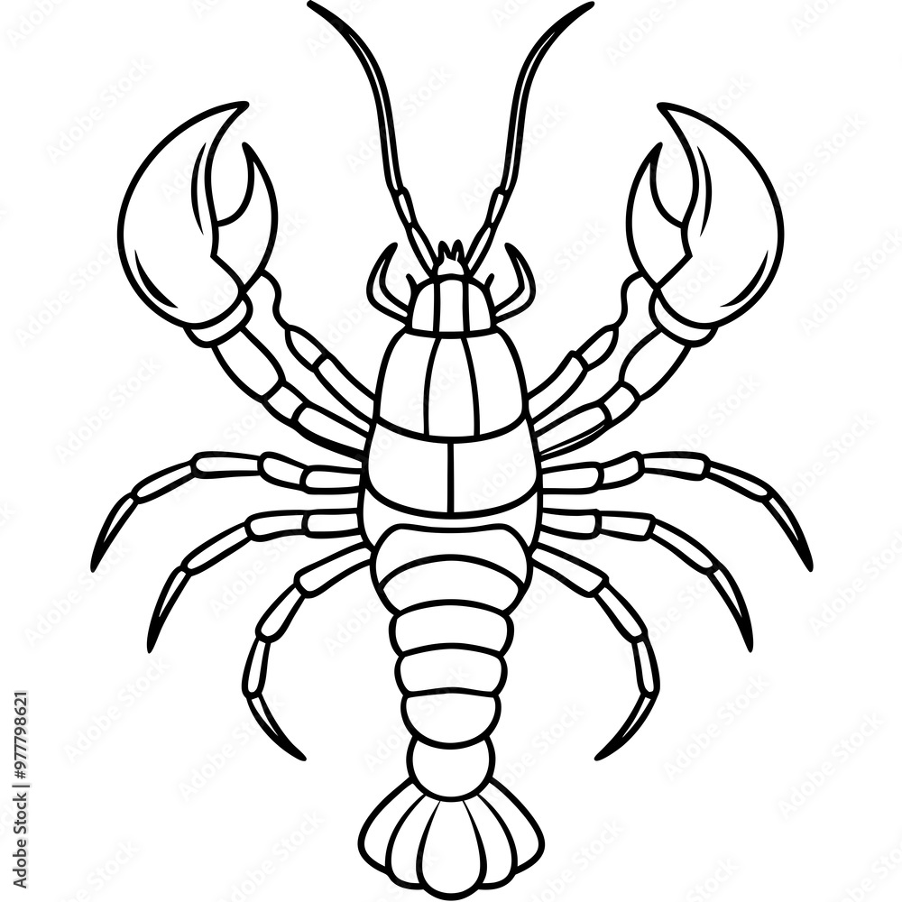 Lobster with detailed claws and segmented body, emphasizing texture vector Lobster with detailed claws and segmented body, emphasizing texture vector