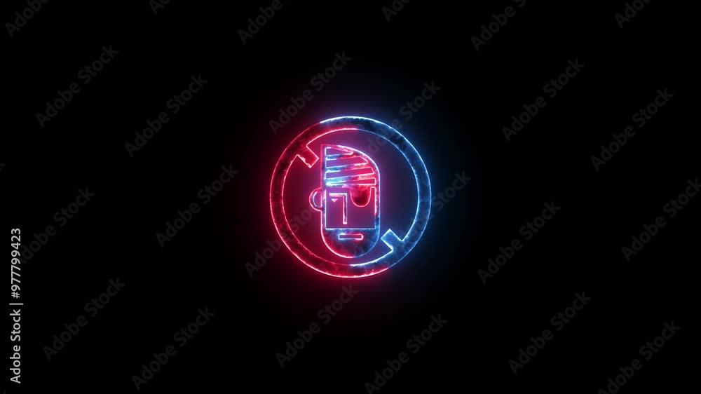 Copy protection symbol icon glow neon fire symbol blue red color animation Copy protection symbol icon glow neon fire symbol blue red color animation