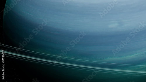 Close up of Planet Uranus the Ice giant 3D Animated Visualization with rings UHD 4K 01