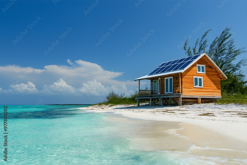 Modern Solar Panels Installed On A Secluded Beach House In The Bahamas, Solar Photography, Solar Powered Clean Energy, Sustainable Resources, Electricity Source, Bahamas Solar Installation Modern Solar Panels Installed On A Secluded Beach House In The Bahamas, Solar Photography, Solar Powered Clean Energy, Sustainable Resources, Electricity Source, Bahamas Solar Installation