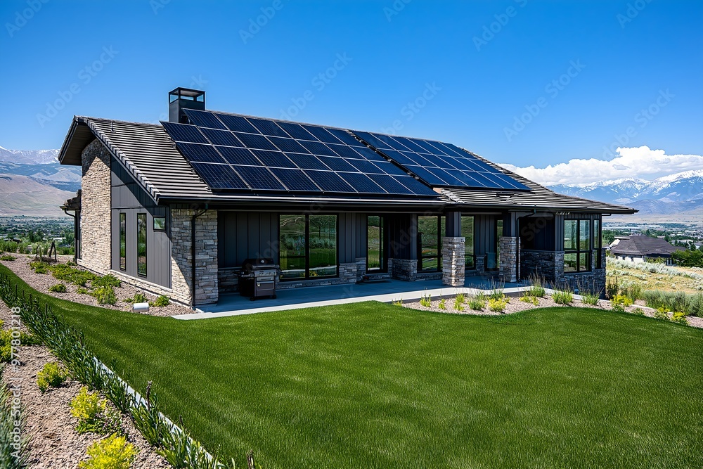Modern Solar Panels Installed On A Salt Lake City Home, Solar Photography, Solar Powered Clean Energy, Sustainable Resources, Electricity Source, Marketing Advert Solar Installation Modern Solar Panels Installed On A Salt Lake City Home, Solar Photography, Solar Powered Clean Energy, Sustainable Resources, Electricity Source, Marketing Advert Solar Installation