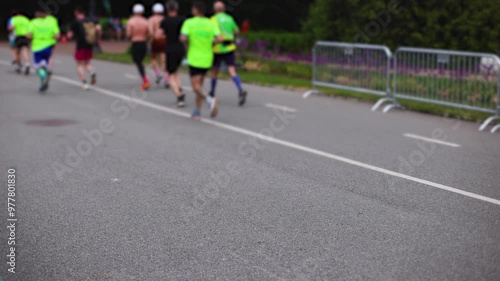 Wallpaper Mural Marathon runners crowd, sportsmen participants start running the half-marathon in the city streets, crowd of sportswomen joggers in motion, group athletes outdoor training competition in a summer day Torontodigital.ca