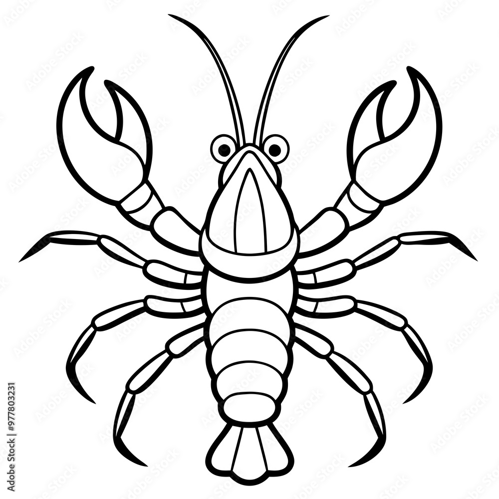 Lobster with detailed claws and segmented body, emphasizing texture vector Lobster with detailed claws and segmented body, emphasizing texture vector