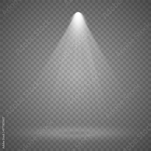 Scene illumination collection, transparent effects. Bright lighting with spotlights.