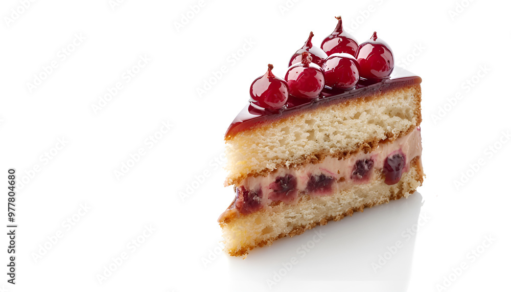Piece of tasty sponge cake isolated on white Piece of tasty sponge cake isolated on white