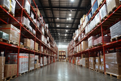 Wallpaper Mural Modern warehouse interior  a showcase of efficiency in logistics and supply chain management Torontodigital.ca