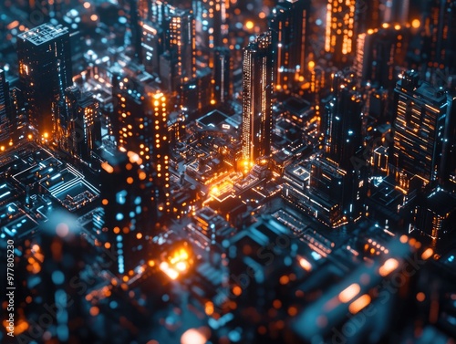 Urban Futurism: Digital Cityscape at Night