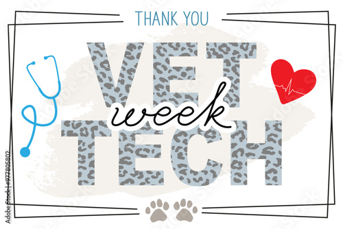 National Veterinary Technician Week greeting card. Vet Tech Week medical concept, vector illustration.	