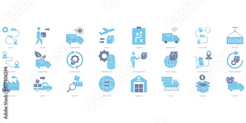 Logistics icons set. Set of editable stroke icons.Set of Logistics
