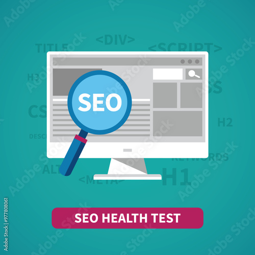 Seo health test vector concept in flat style