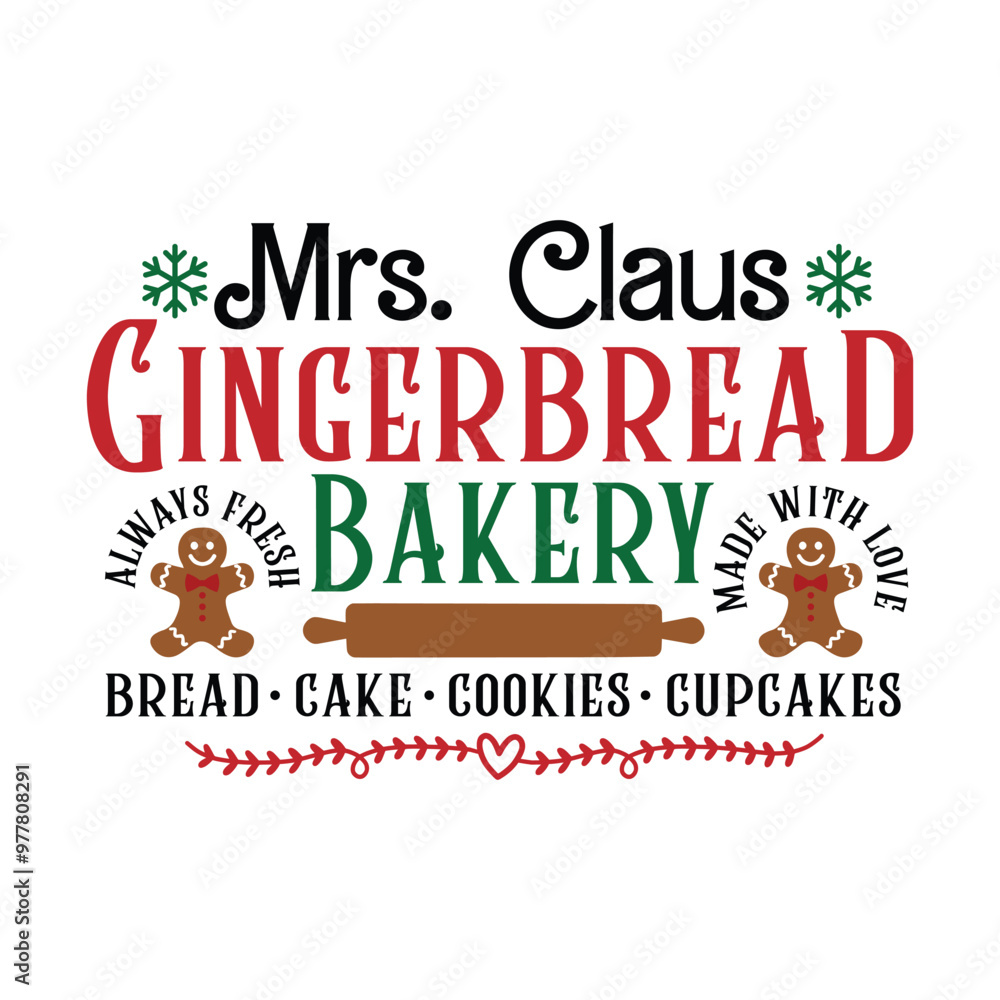 Fototapeta premium Christmas Gingerbread Sign vintage sign, Gingerbread Bakery, Vintage Christmas Baking Sign, Kitchen