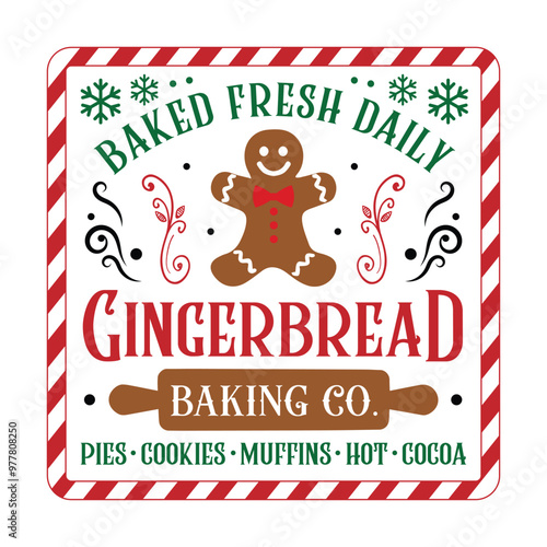 Christmas Gingerbread Sign vintage sign, Gingerbread Bakery, Vintage Christmas Baking Sign,
Kitchen