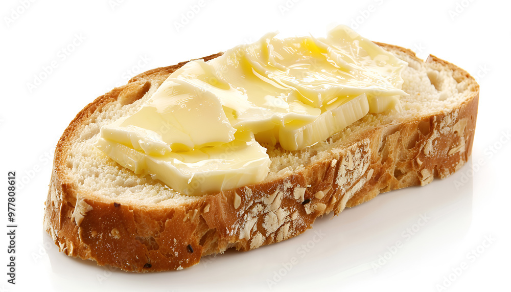 butter spreaded on bread isolated white background butter spreaded on bread isolated white background