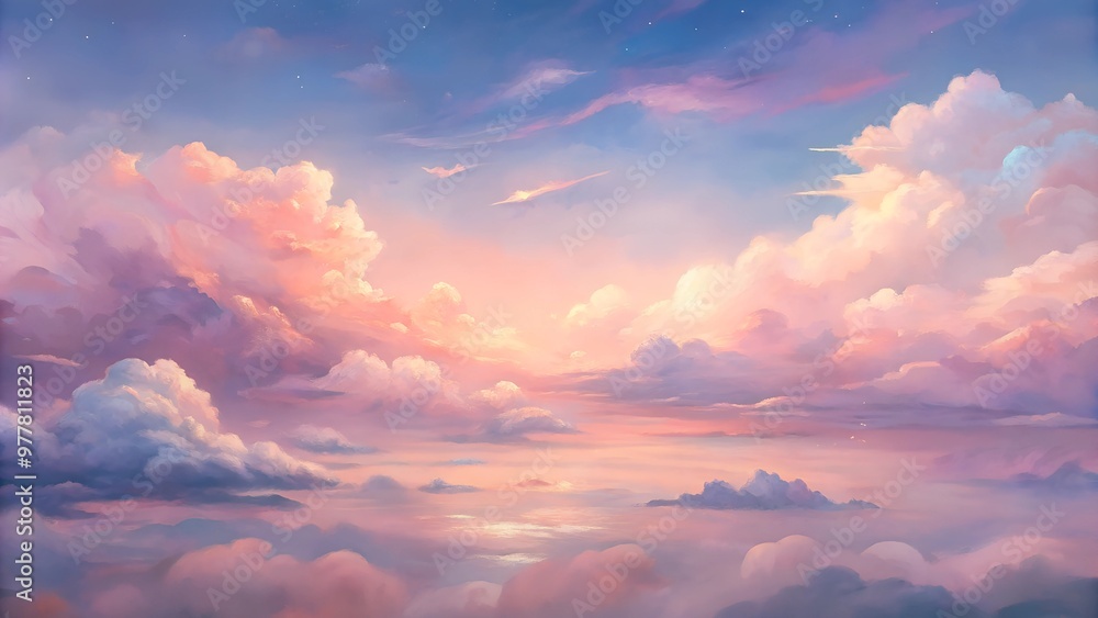 Dawn sky with soft clouds in pastel tones Dawn sky with soft clouds in pastel tones