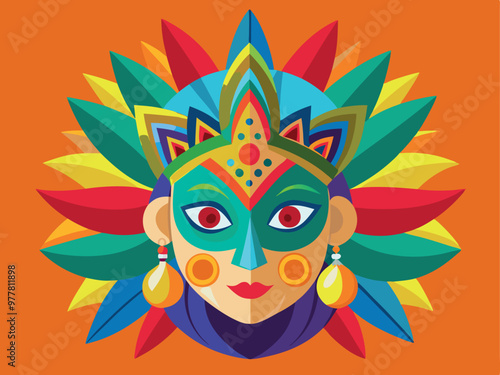 Brazil carnival masks vector art illustration