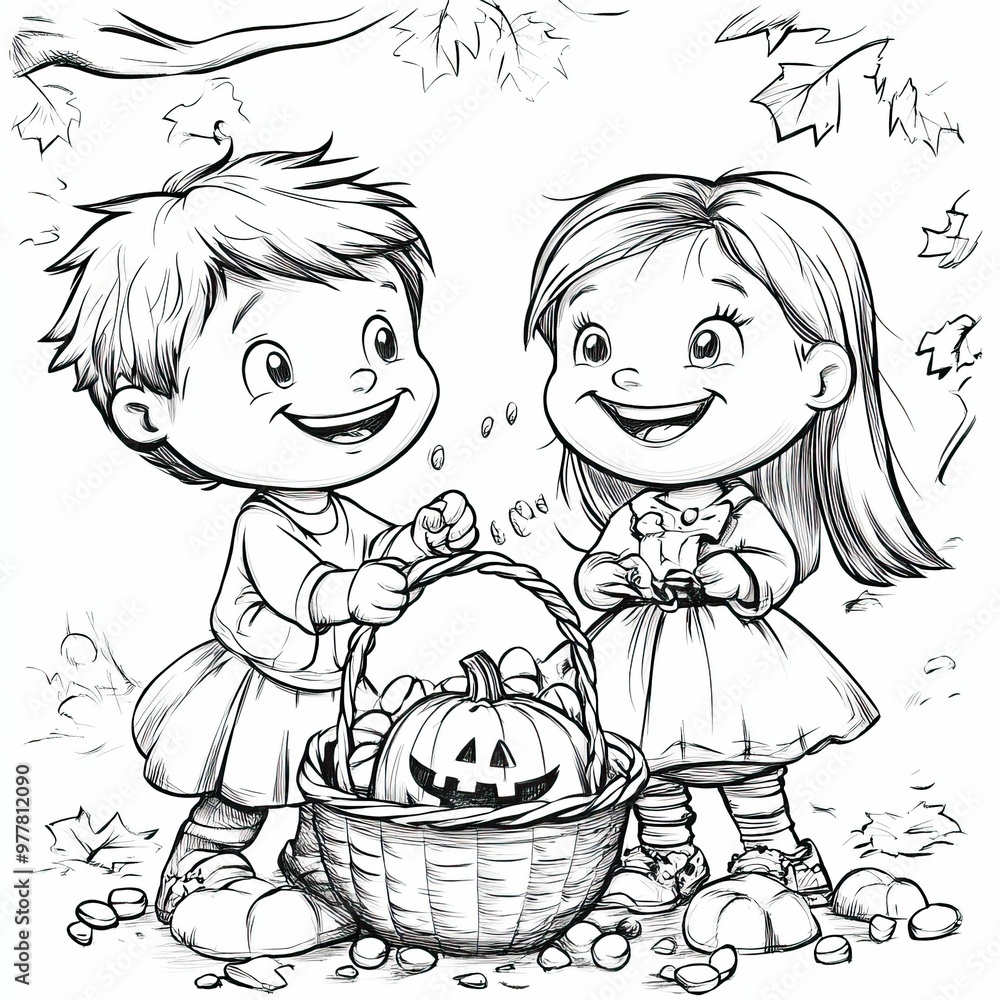 Halloween kids coloring book image
Halloween kids coloring book image