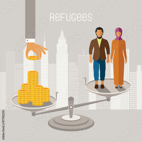 Civil war refugees vector infographics. Emigrants from conflict zones.