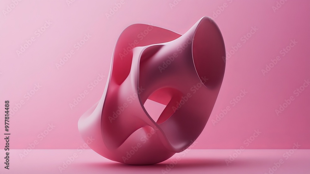 Abstract 3D sculpture in modern style on pink background Abstract 3D sculpture in modern style on pink background