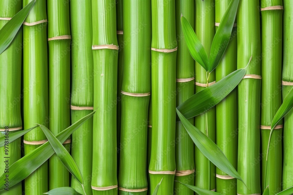 Obraz premium An image of a tranquil bamboo grove with tall bamboo shoots swaying gently in the breeze, offering a serene and peaceful retrea
