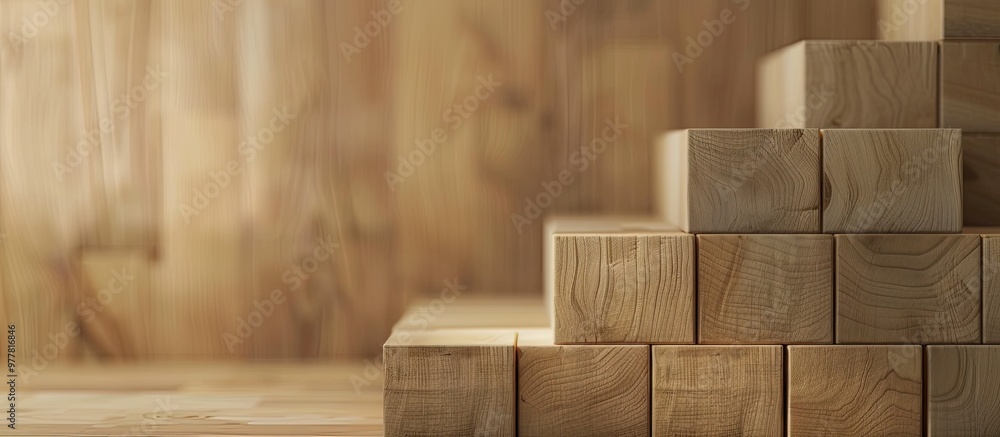 Wood block stacking as a step staircase represents a business concept for achieving growth and success. Copy space image. Place for adding text and design Wood block stacking as a step staircase represents a business concept for achieving growth and success. Copy space image. Place for adding text and design