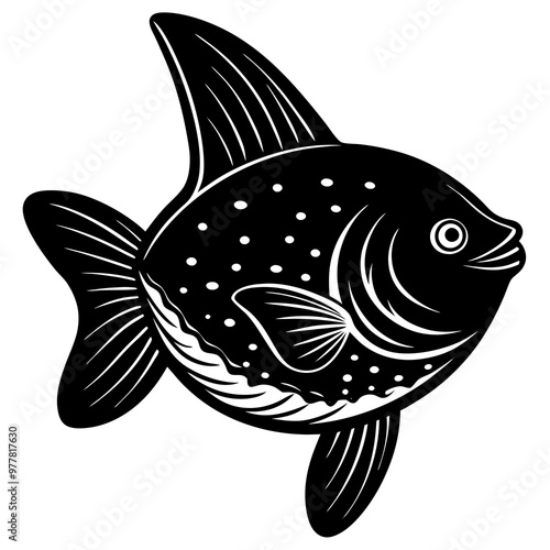 Sunfish swimming sideways with flowing fins and a round body shape vector