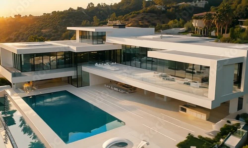 Aerial view of luxury property. luxury villa, home perfect for real estate marketing sale