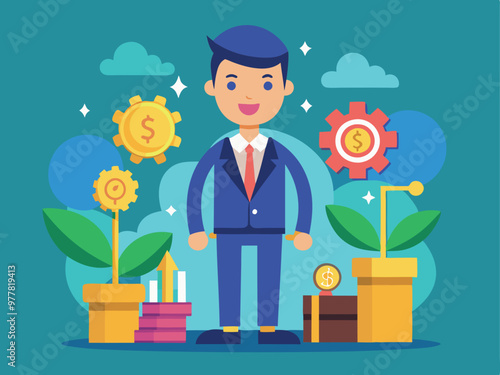 A people discussion about their profitable business, vector illustration
