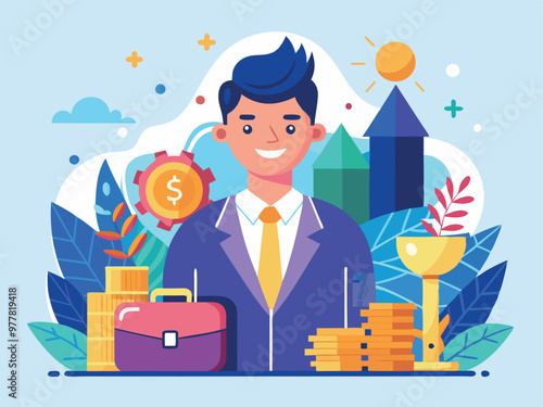 A people discussion about their profitable business, vector illustration
