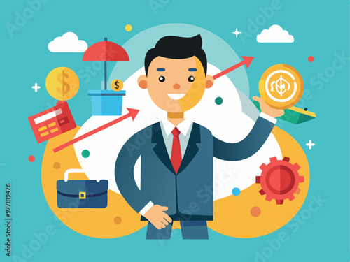 A people discussion about their profitable business, vector illustration
