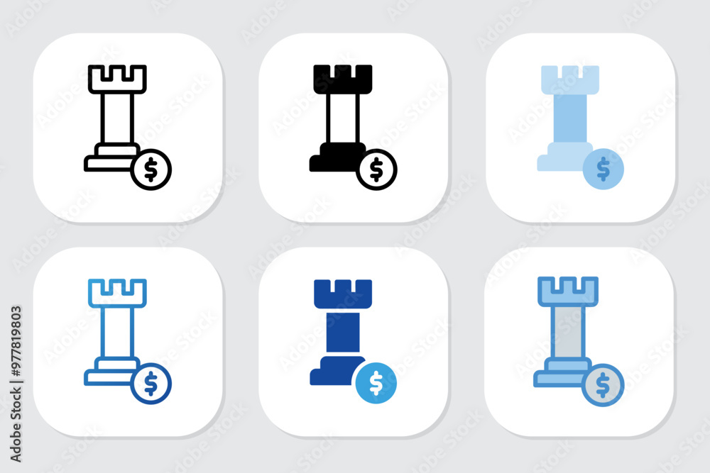 Strategy icons with various design styles Strategy icons with various design styles