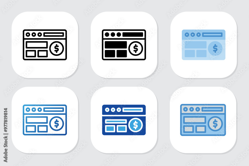 Finance Website icons with various design styles Finance Website icons with various design styles
