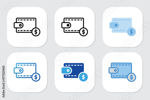 wallet icons with various design styles