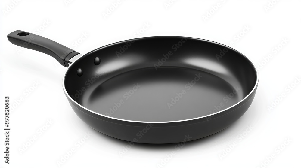Isolated on white background, a black skillet with a fry pan design. This high-res stock image offers a clear clipping path for easy editing, making it perfect for commercial use. Isolated on white background, a black skillet with a fry pan design. This high-res stock image offers a clear clipping path for easy editing, making it perfect for commercial use.