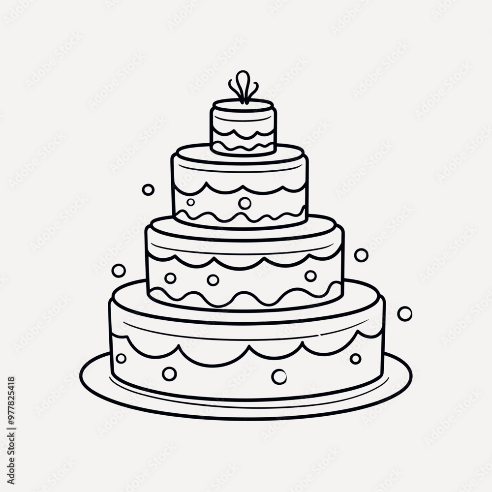 Elegant tiered cake illustration Elegant tiered cake illustration