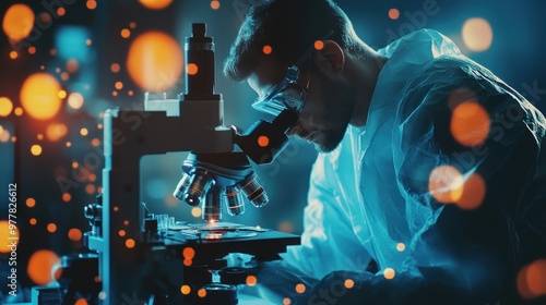 Scientist Using Microscope in Laboratory