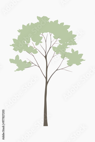Minimalist tree illustration with leaves
