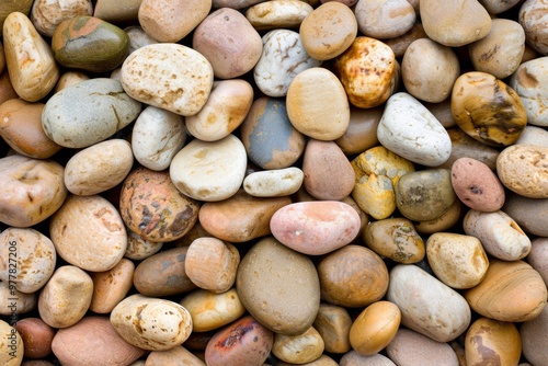 Muted beach pebbles stacked in harmony, offering a sense of balance and simplicity to your scree photo