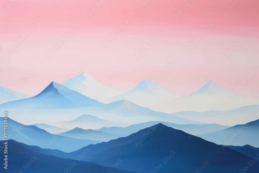 Fototapeta premium Serene mountain landscape painting