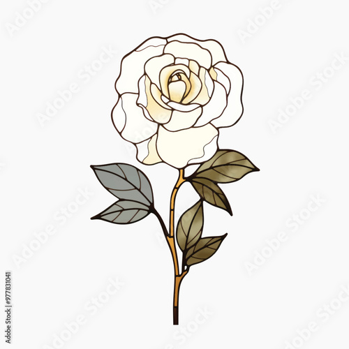 Elegant stained glass rose design