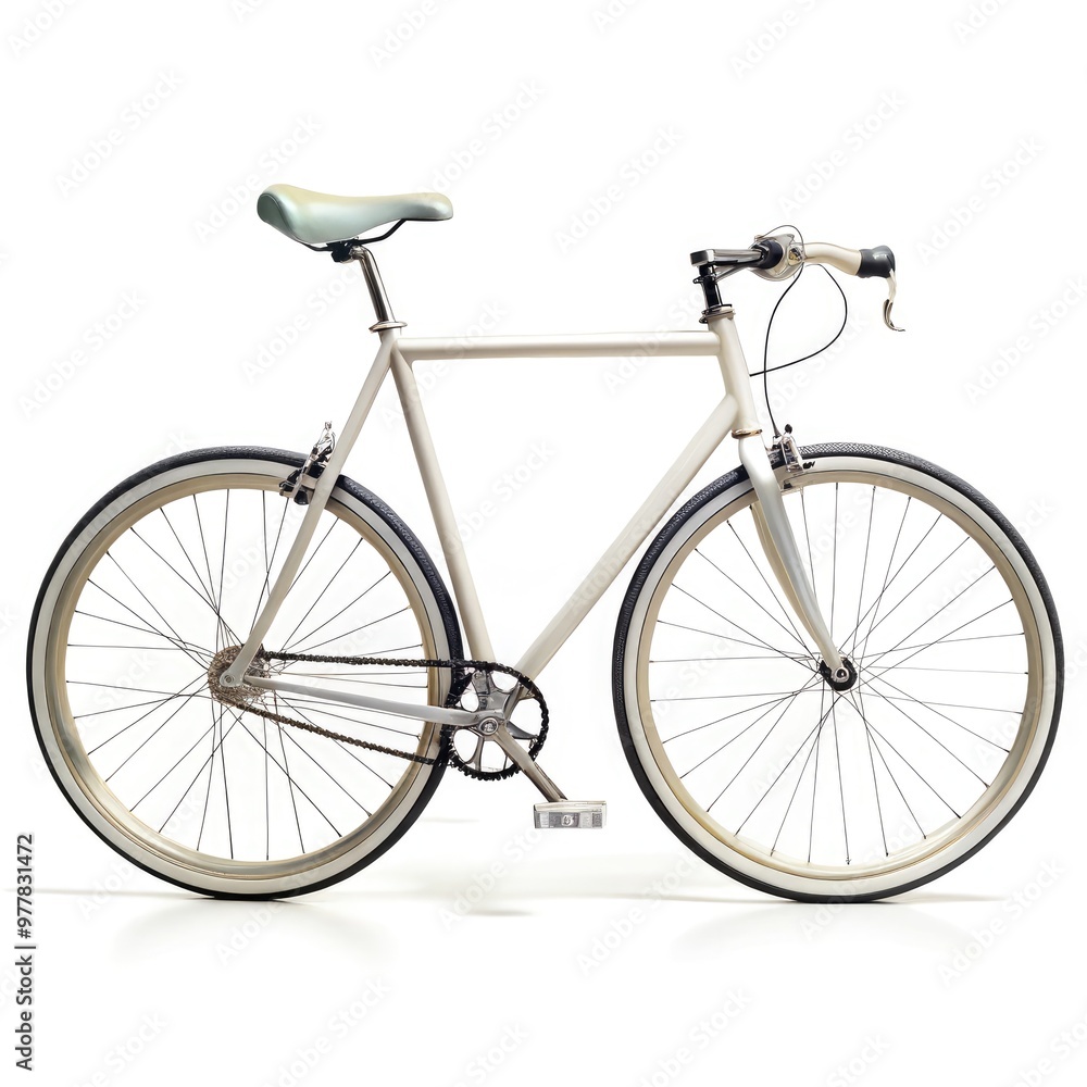 Stylish bike on a white background showcasing minimalist design and craftsmanship. Generative AI Stylish bike on a white background showcasing minimalist design and craftsmanship. Generative AI