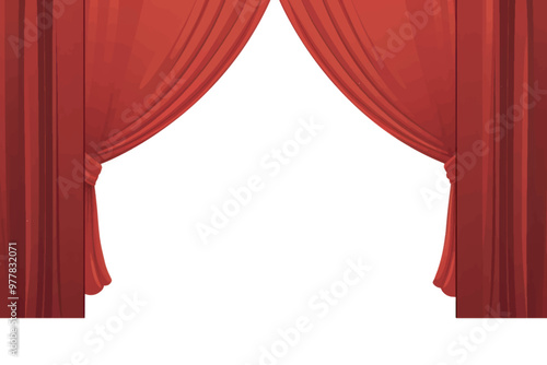 Red curtains opening stage