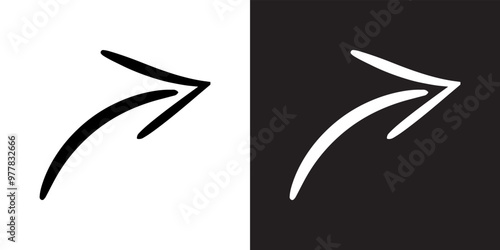 Curved arrow icon vector. Arrow pointer icon sign symbol in trendy flat style. Arrow right vector icon illustration isolated on white and black background