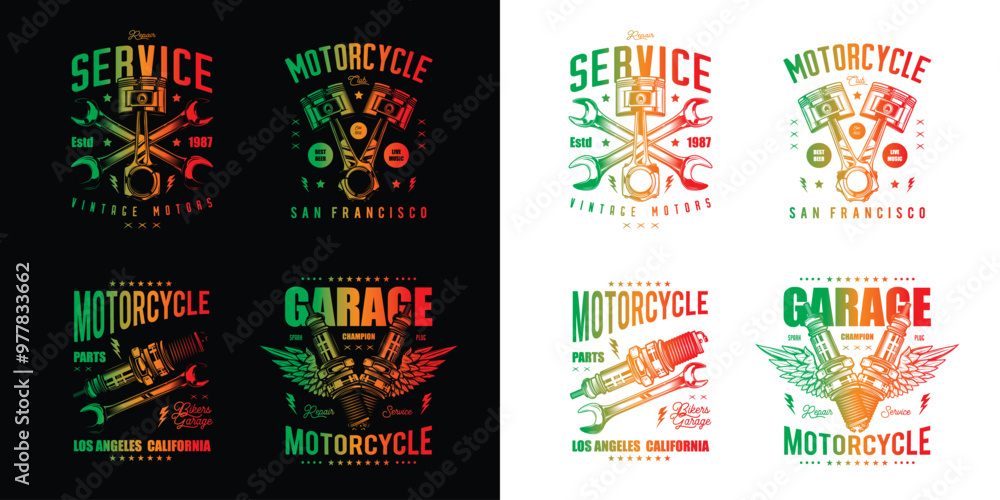 Set of retro posters. Original vector illustration in vintage style. T-shirt design. Set of retro posters. Original vector illustration in vintage style. T-shirt design.