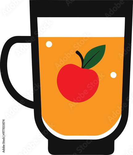 Refreshing Warm Apple Cider in Mug Vector Illustration for Seasonal Cheer
