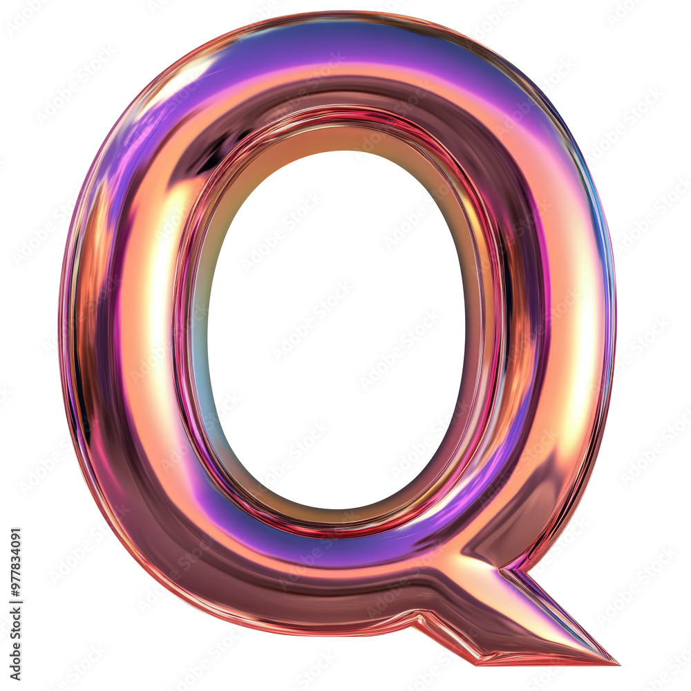 copper Hologram metallic Q alphabet Realistic 3D on white background. Generative AI copper Hologram metallic Q alphabet Realistic 3D on white background. Generative AI