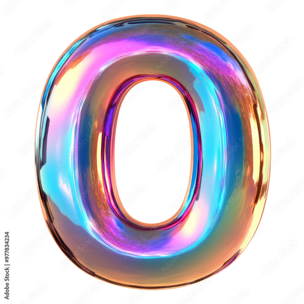 copper Hologram metallic 0 number alphabet Realistic 3D on white background. Generative AI copper Hologram metallic 0 number alphabet Realistic 3D on white background. Generative AI