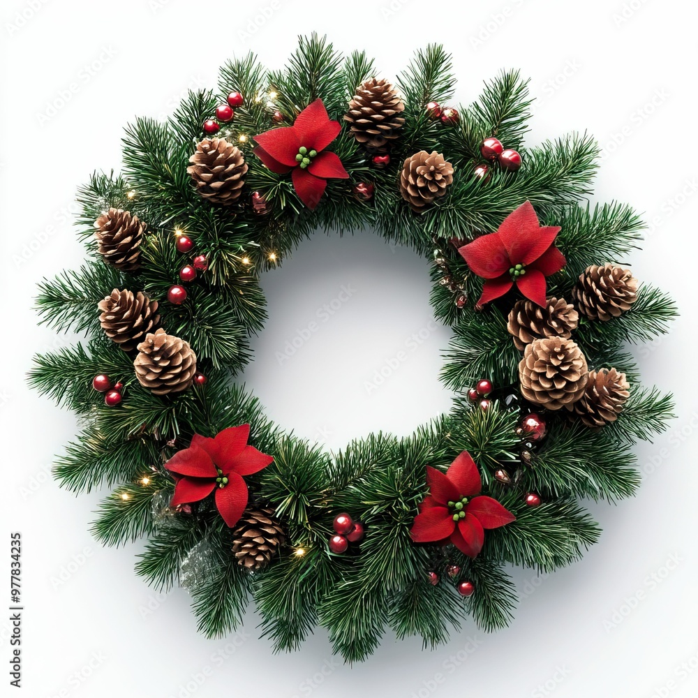 Christmas wreath with Christmas tree toys, cones Christmas wreath with Christmas tree toys, cones