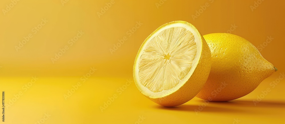 Fresh organic yellow lemon fruit. Copy space image. Place for adding text and design Fresh organic yellow lemon fruit. Copy space image. Place for adding text and design